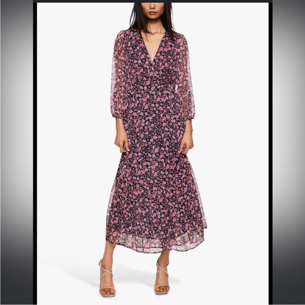 Mango Floral Print Midi Dress